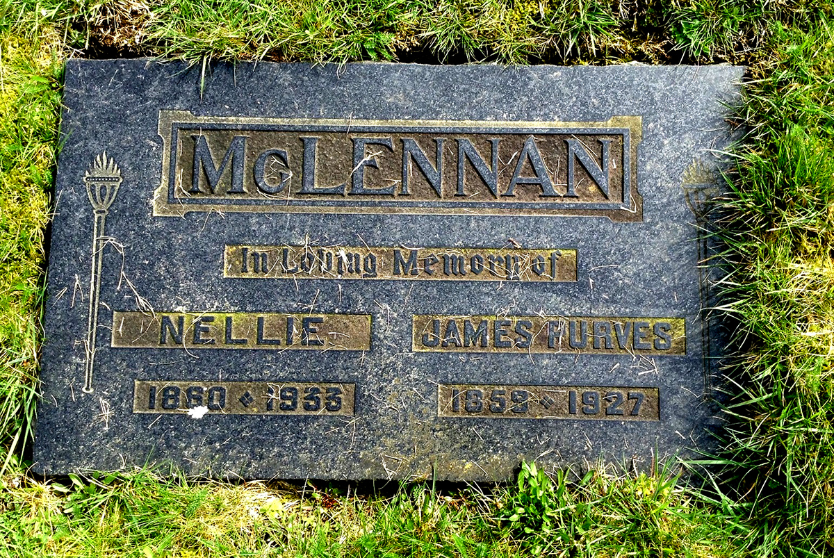 Photo of headstones/James Purves McLennan 1859-1927 hdstn Burnaby Ocean View bur pk Vanc
